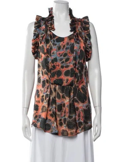 Pre-owned Isabel Marant Patterned Crew Neck Blouse In Red