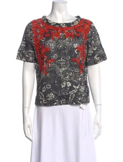 Pre-owned Isabel Marant Patterned Crew Neck Top In Black