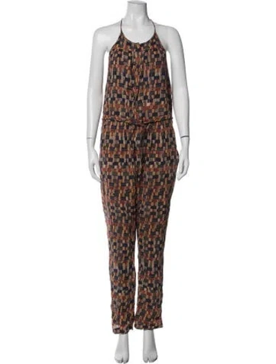 Pre-owned Isabel Marant Patterned Halterneck Jumpsuit In Orange
