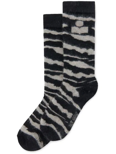 Isabel Marant Patterned-jacquard Socks In 黑色