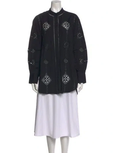 Pre-owned Isabel Marant Patterned Long Sleeve Blouse In Black