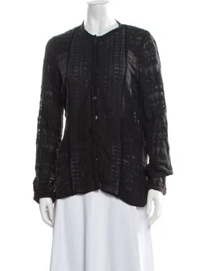 Pre-owned Isabel Marant Patterned Long Sleeve Blouse In Black