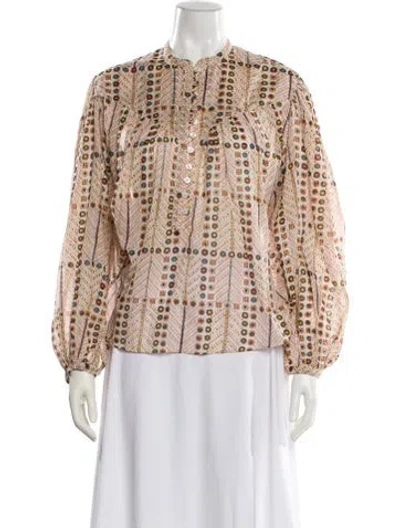 Pre-owned Isabel Marant Patterned Long Sleeve Blouse W/ Tags In Neutral