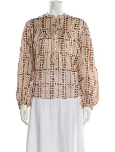 Pre-owned Isabel Marant Patterned Long Sleeve Blouse W/ Tags In Neutral