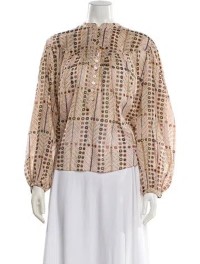 Pre-owned Isabel Marant Patterned Long Sleeve Blouse W/ Tags In Neutral