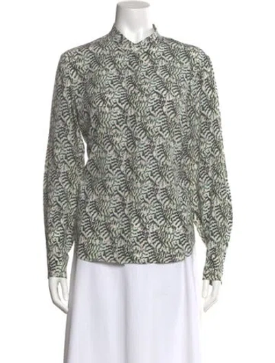 Pre-owned Isabel Marant Patterned Long Sleeve Blouse In White