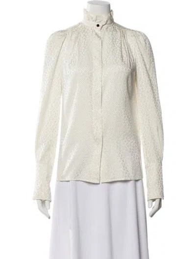 Pre-owned Isabel Marant Patterned Long Sleeve Blouse In White