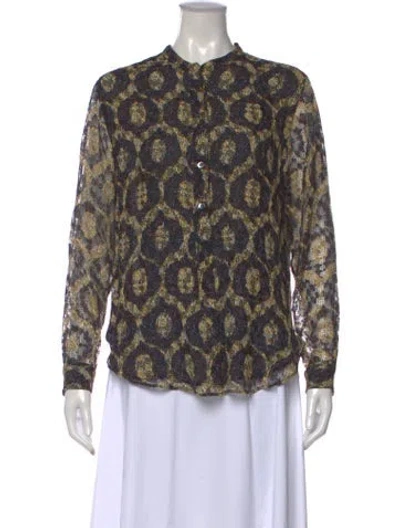 Pre-owned Isabel Marant Patterned Long Sleeve Blouse In Yellow