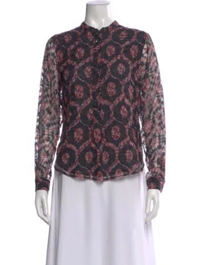 Pre-owned Isabel Marant Patterned Long Sleeve Top In Black