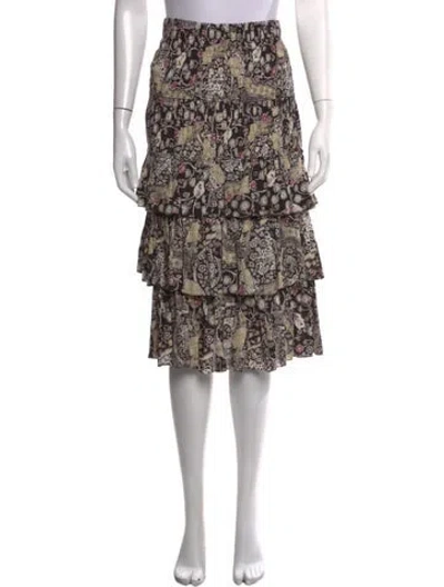 Pre-owned Isabel Marant Patterned Midi Length Skirt In Black
