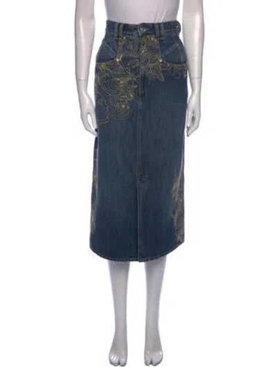 Pre-owned Isabel Marant Patterned Midi Length Skirt W/ Tags In Blue