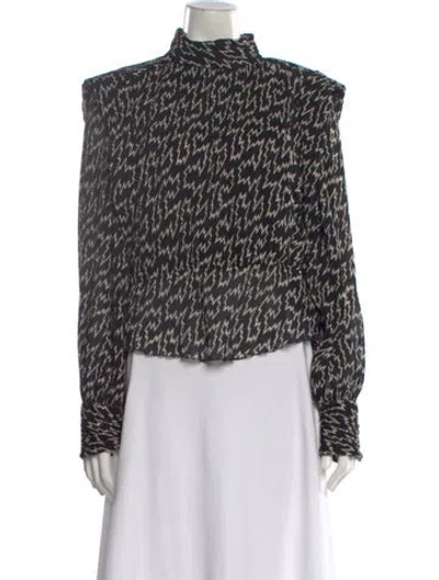 Pre-owned Isabel Marant Patterned Mock Neck Blouse In Black