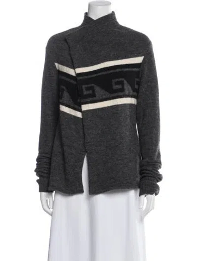 Pre-owned Isabel Marant Patterned Mock Neck Sweater In Grey