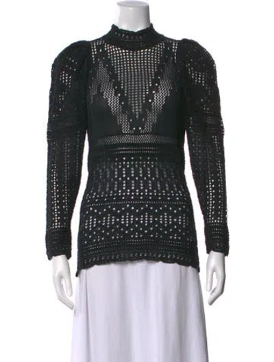 Pre-owned Isabel Marant Patterned Mock Neck Sweater W/ Tags In Black