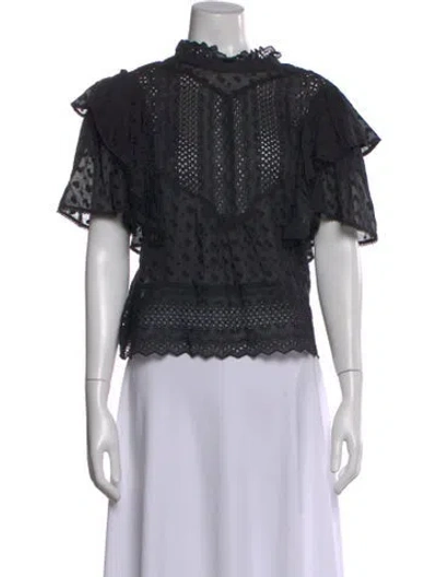 Pre-owned Isabel Marant Patterned Mock Neck Top In Black