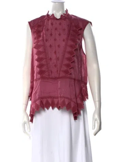 Pre-owned Isabel Marant Patterned Mock Neck Top In Pink