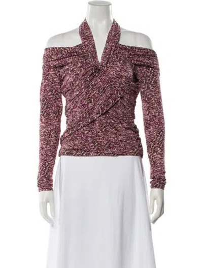 Pre-owned Isabel Marant Patterned Off-the-shoulder Top W/ Tags In Pink