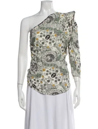 Pre-owned Isabel Marant Patterned One-shoulder Top W/ Tags In Neutral