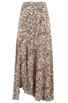 Isabel Marant Patterned Silk Blend Skirt With Flared Fit In Neutrals