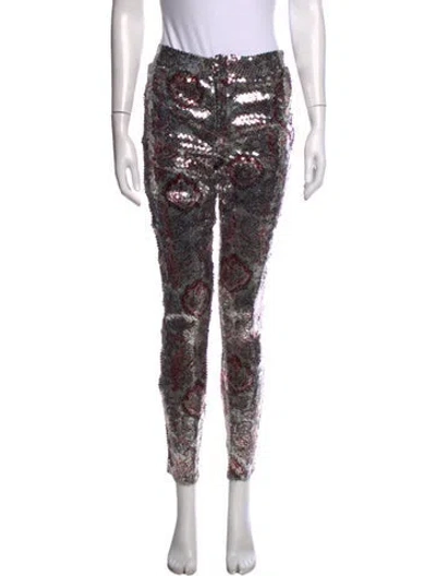 Pre-owned Isabel Marant Patterned Skinny Leg Pants In Silver