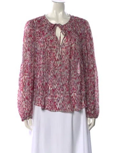 Pre-owned Isabel Marant Patterned Tie Neck Blouse In Pink