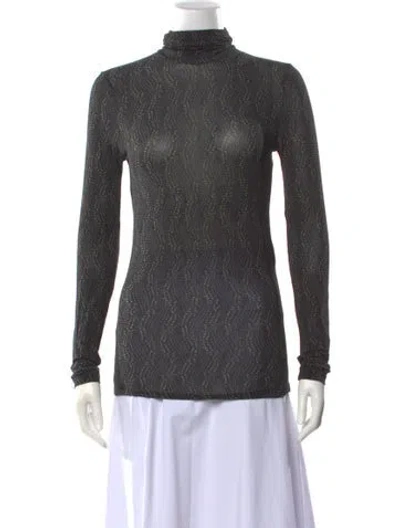 Pre-owned Isabel Marant Patterned Turtleneck Top In Gray