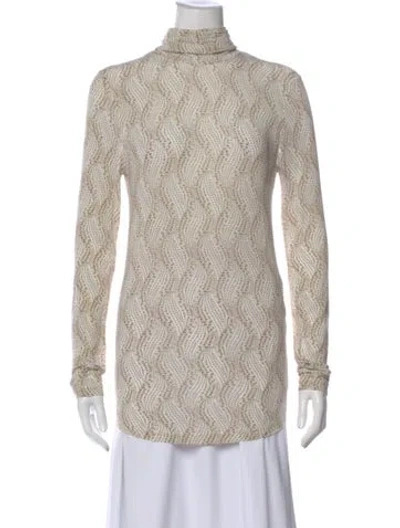 Pre-owned Isabel Marant Patterned Turtleneck Top In Neutral