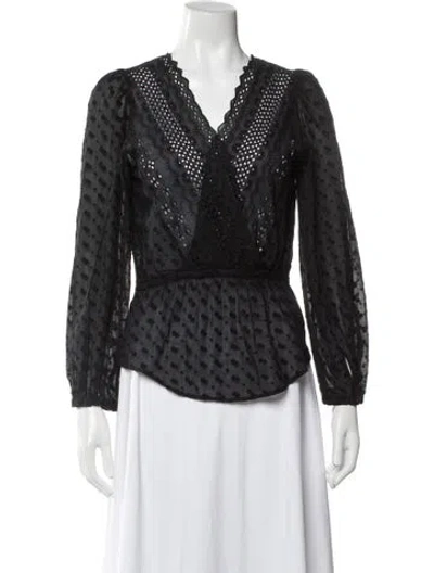 Pre-owned Isabel Marant Patterned V-neck Blouse In Black