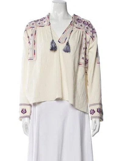 Pre-owned Isabel Marant Patterned V-neck Blouse In Neutral