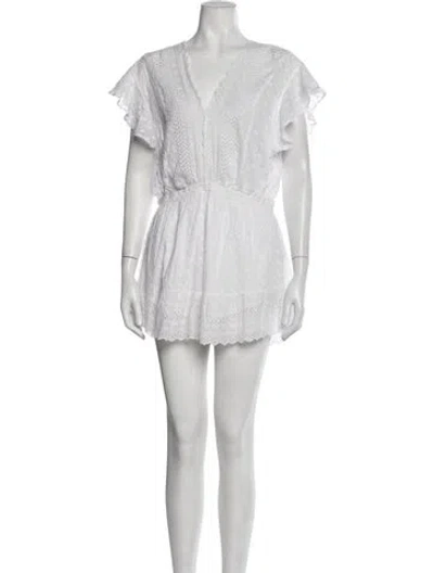 Pre-owned Isabel Marant Patterned V-neck Romper In White
