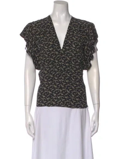 Pre-owned Isabel Marant Patterned V-neck Top In Black