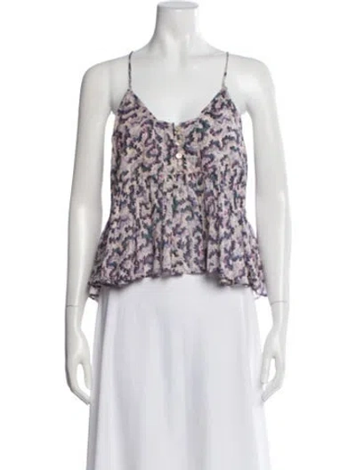 Pre-owned Isabel Marant Patterned V-neck Top In Purple