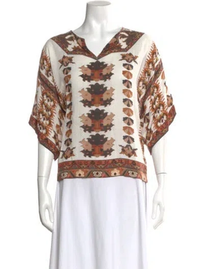 Pre-owned Isabel Marant Patterned V-neck Top In White