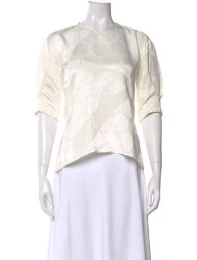 Pre-owned Isabel Marant Patterned V-neck Top In White