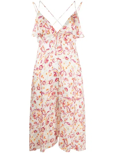 Isabel Marant Ecru Printed Paysa Dress In Bianco