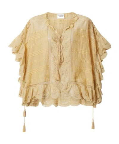 Isabel Marant Payton Ruffled Top In Brown