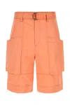 Isabel Marant Peach Cotton Frayis Bermuda Shorts In Peach