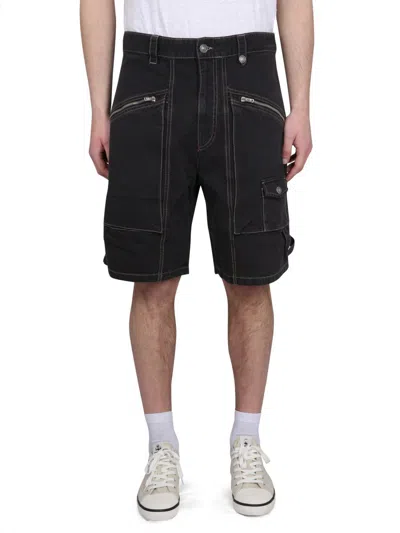 Isabel Marant Denim Bermuda Shorts Featuring Belt Loops In Black