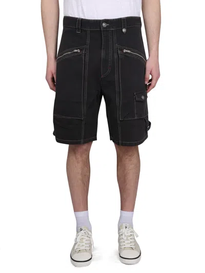 Isabel Marant Denim Bermuda Shorts Featuring Belt Loops In Black