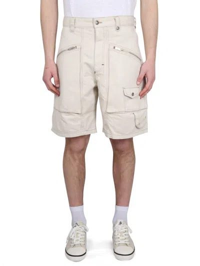 Isabel Marant Peio Denim Bermuda Shorts In White