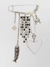 Isabel Marant Pendant Brooch With Charms And Crystals In Silver