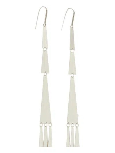 Isabel Marant Hanging Geometric Metallic Earrings In Silver
