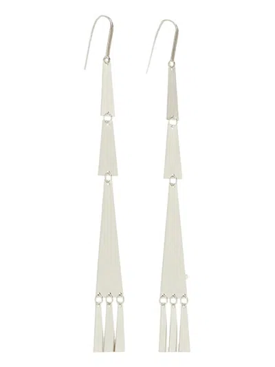 Isabel Marant Hanging Geometric Metallic Earrings In Silver