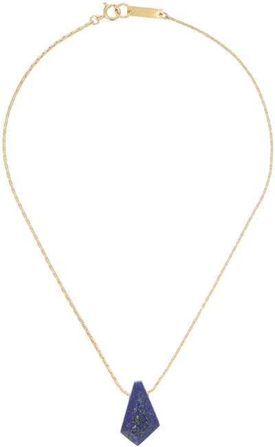 Isabel Marant Gold & Navy Pendant Necklace In 30na Navy
