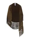 Isabel Marant Perforated Fringed Cape In Brown