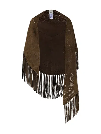 ISABEL MARANT PERFORATED FRINGED CAPE
