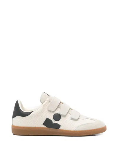 Isabel Marant Beige Calf Leather Bos Taurus Low Top Sneakers In Gray