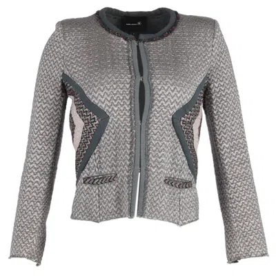 Isabel Marant Peru Tweed Jacket In Zigzag Pattern Grey Cotton