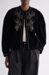 Isabel Marant Pietra Floral Stud Velveteen Jacket In Black