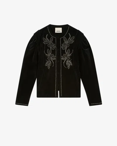 Isabel Marant Pietra Stud-embellished Velvet Jacket In Black